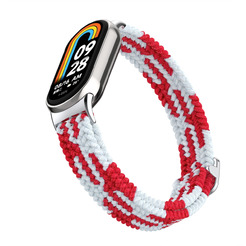 Ремешок Bingo Braided для Xiaomi Mi Band 8 (красный с белым)
