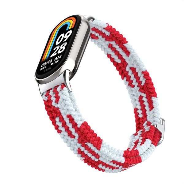 Ремешок Bingo Braided для Xiaomi Mi Band 8 (красный с белым)