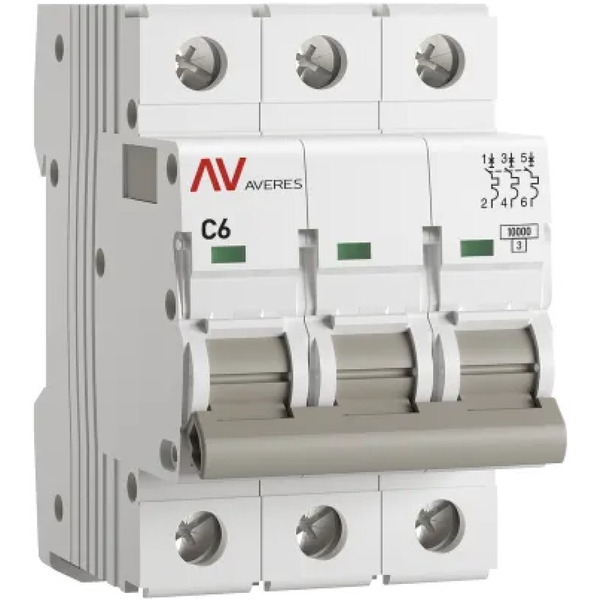 Выключатель автоматический EKF Averes AV-10 3P 6A (C) 10kA