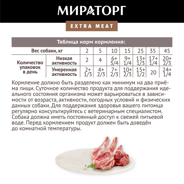 Консервированный корм для взрослых собак Мираторг Extra Meat с ягненком в соусе 85 г