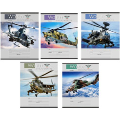 Тетрадь ПРОФ-ПРЕСС "Военные Вертолеты" клетка (12-3004) 5 дизайнов