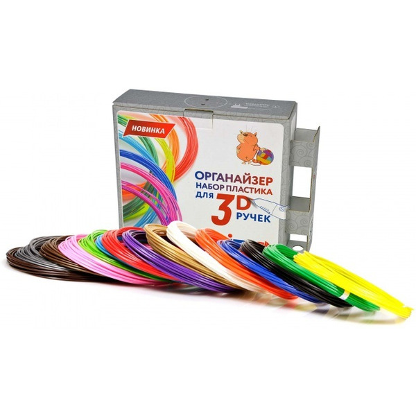 UNID Набор-органайзер с пластиком для 3D ручек: ABS15 (по 10м. 15 цветов в коробке)
