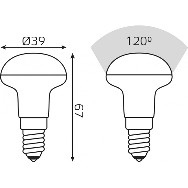 Лампа Gauss LED Elementary R39 4W 300lm 3000К E14 63114