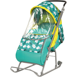 Санки-коляска НИКА Умка 3 Мишки (изумрудный)