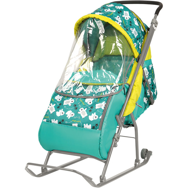 Санки-коляска НИКА Умка 3 Мишки (изумрудный)