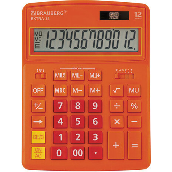 Калькулятор BRAUBERG Extra 12-RG 250485 (оранжевый)