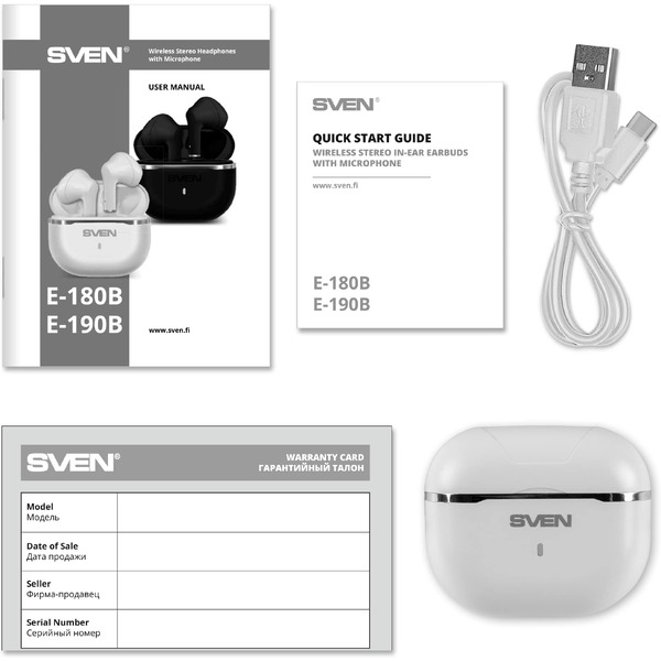 Беспроводные стереонаушники SVEN E-190B (белый)