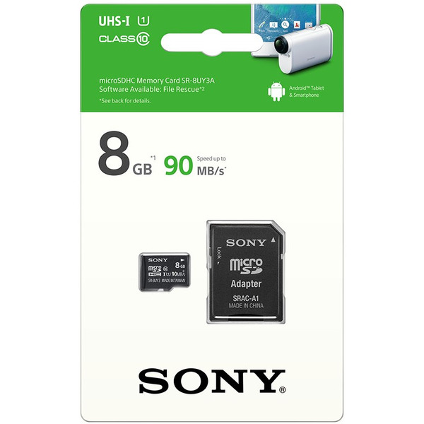 Карта памяти SONY MicroSD 10кл UHS-I U1 8ГБ + адаптер (SR8UY3AT)