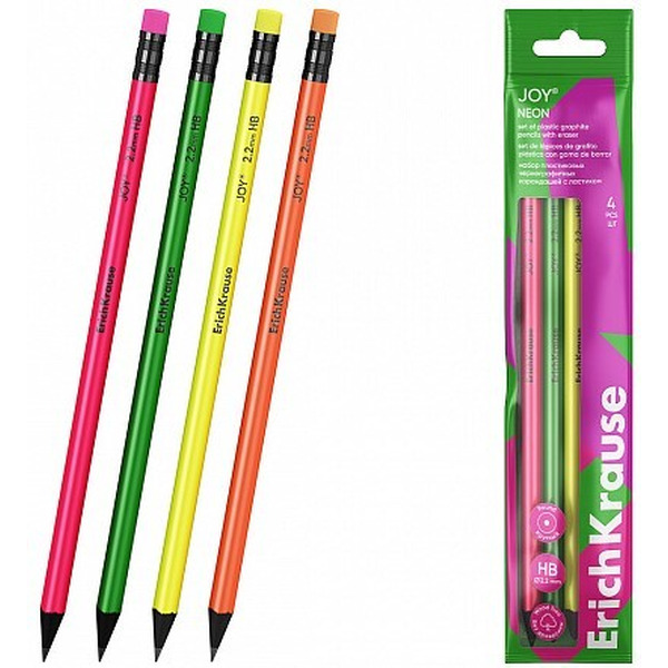 Набор чернографитных карандашей Erich Krause JOY® Neon 60701 (4 шт)