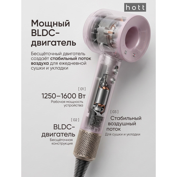 Фен Hott HTHD02-5R (розовый)