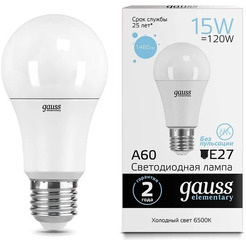 Лампа Gauss LED Elementary А60 E27 15 Вт 6500 K