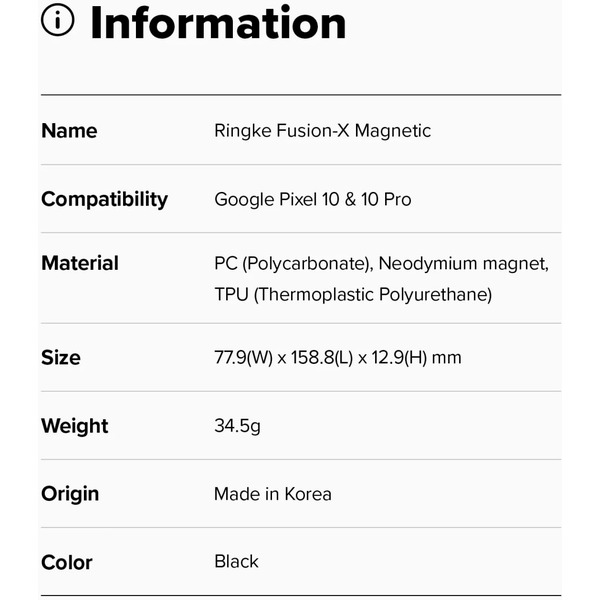 Чехол Ringke FUSION X MAGNETIC для Pixel 10 / 10 Pro BLACK