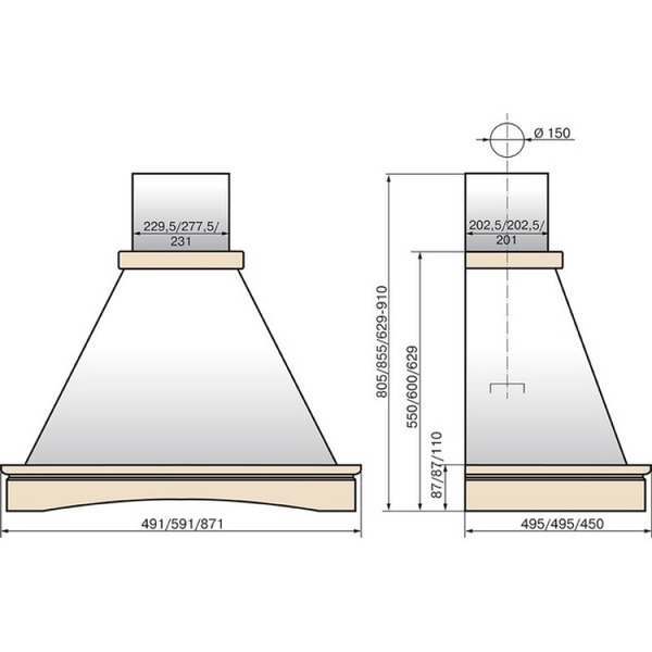 Вытяжка Elikor Вилла 50П-650-П3Л 841792 (бежевый/дуб неокрашенный)