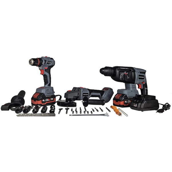 Аккумуляторный бесщеточный НАБОР 2в1 Profipower ProfiSet-3E18 (Li-ion-2шт, 4Ач, З/У, кейс, E0080,T0056, T0058)