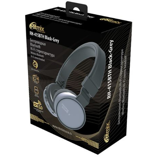 Наушники Ritmix RH-415BTH (черный/серый)