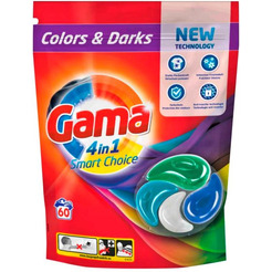 Капсулы GAMA для стирки цветного и темного белья  4-в-1, 60 шт
