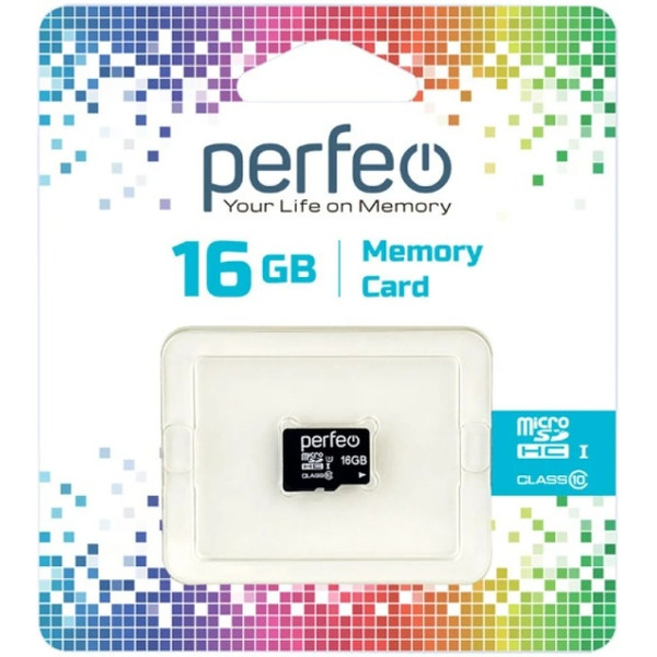 Карта памяти Perfeo microSDHC Class 10 16GB PF16GMCSH10