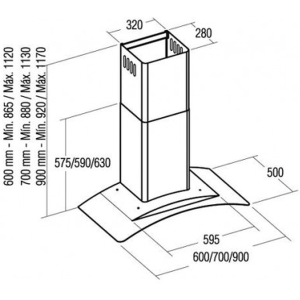 Вытяжка САТА C-900 GLASS BLACK H