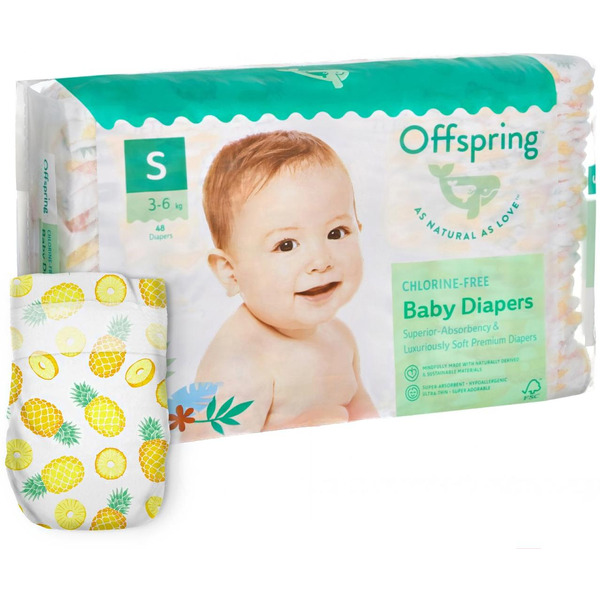Подгузники Offspring S 3-6 кг Ананасы OF01S48PHP (48 шт)