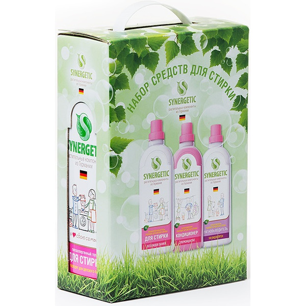 Набор средств SYNERGETIC для стирки (гель для стирки, кондиционер, пятновыводитель)