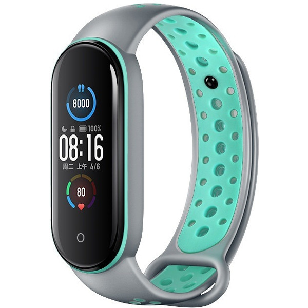 Ремешок Bingo Sport для Xiaomi Mi Band 5/6 Серый с мятой