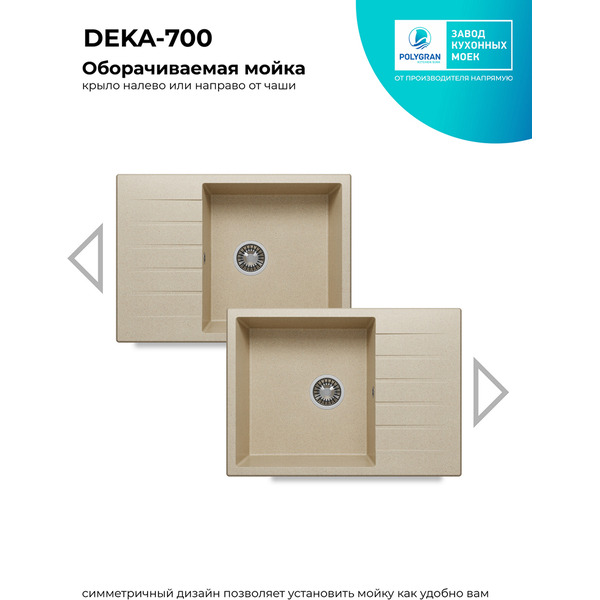 Кухонная мойка Polygran Deka 700 (опал)