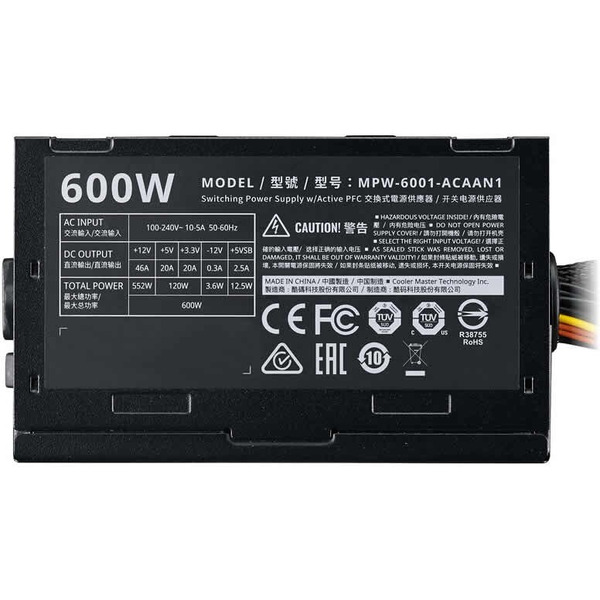 Блок питания Cooler Master Elite V3 230V 600W MPW-6001-ACABN1