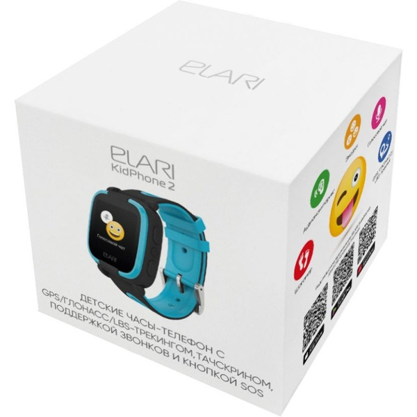 Часы-телефон Elari KIDPHONE 2 (KP2-BLK-BLU)