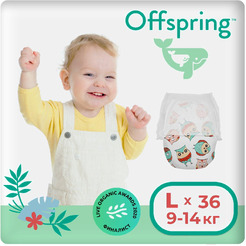 Трусики-подгузники Offspring L 9-14 кг Совы (36 шт)