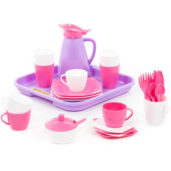 Набор детской посуды Полесье "Алиса" с подносом на 4 персоны (Pretty Pink) 40657