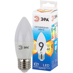 Лампа светодиодная ЭРА QX LED-9 Вт-В35-2700K-E27  (арт.B35-10W-827-E27) 10/100