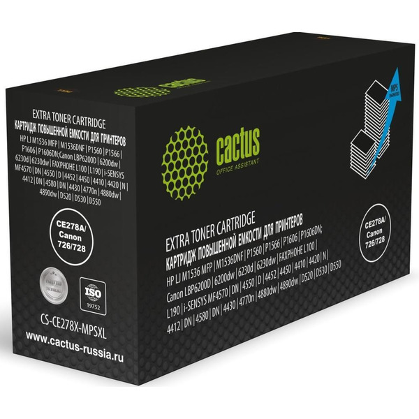 Картридж лазерный Cactus CS-CE278X-MPSXL CE278A/Canon 726/728 черный (8000стр.) для HP J M1536 MFP/M1536DNF/P1560/P1566/P1606/P1606DN; Canon LBP6200D/