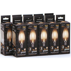 Лампа светодиодная филаментная GAUSS C37 9W 2700K E14