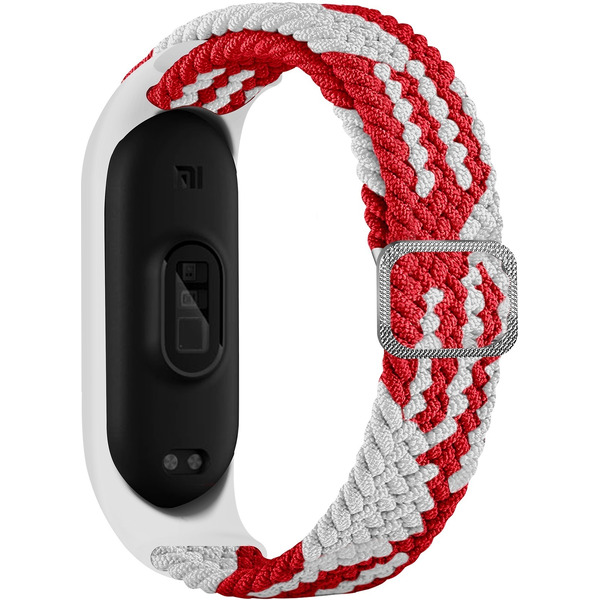 Ремешок Bingo Braided для Xiaomi Mi Band 3/4/5/6 Красный с белым