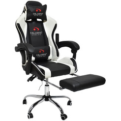 Игровое кресло Calviano Avanti Ultimato (черный/белый, с подножкой)