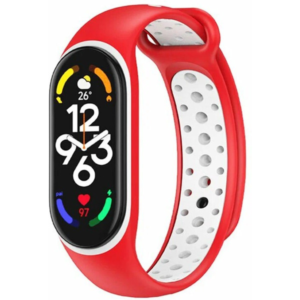 Ремешок Bingo Sport для XIAOMI Mi Band 5/6/7 (красный с белым)