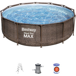 Каркасный бассейн Bestway Steel Pro MAX Ротанг 56709 (366х100, с фильтр-насосом)