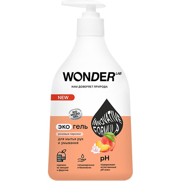 Экогель для рук и умывания WONDER LAB Розовые персики 0,54 л