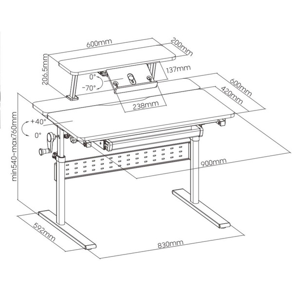 Стол Ergosmart E601S GREY