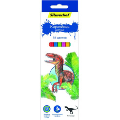 Карандаши цветные шестигранные SILWERHOF Динозавры 134197-18