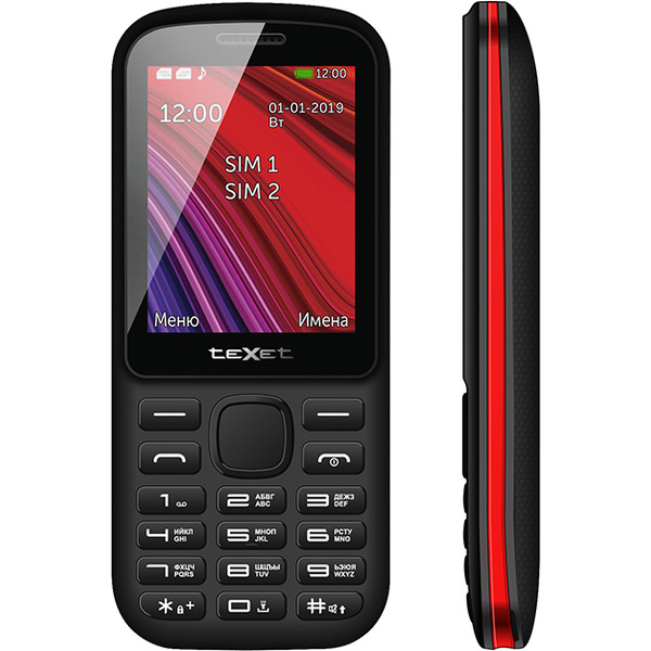 Телефон TEXET TM-208 черный-красный
