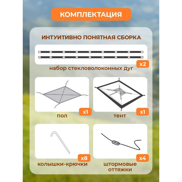 Палатка GetActive Chalet Dark Green/Orange (SWY-S02-DGRO)