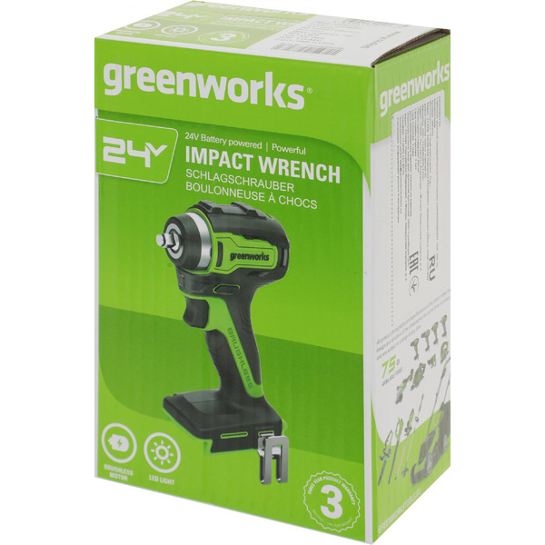 Гайковерт Greenworks G24IW200 3803607 (без АКБ и ЗУ)