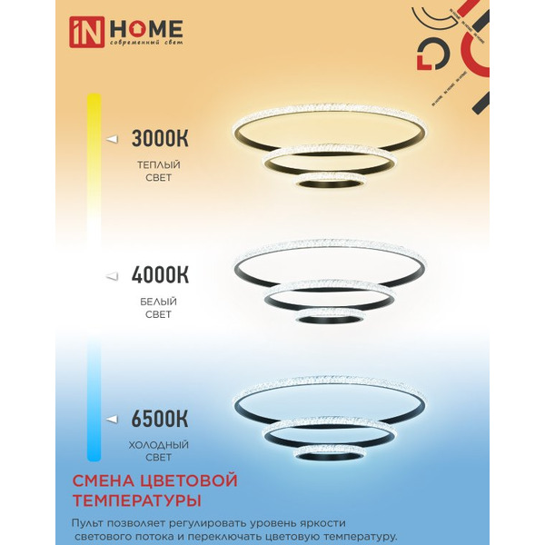 Светильник светодиодный IN HOME ESTETIKA RING-MYSTERY-140RC-3BL (4690612062518)