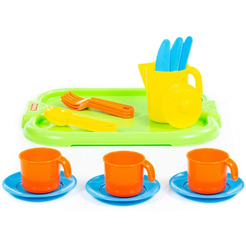 Набор детской посуды Полесье "Анюта" с подносом на 3 персоны