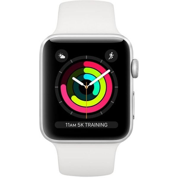 Смарт-часы APPLE Watch Series 3 Silver Aluminium Case with White Sport Band 42mm (MTF22FS/A)