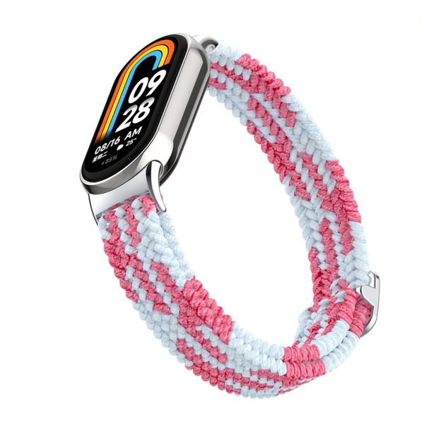 Ремешок Bingo Braided для Xiaomi Mi Band 8 (розовый с белым)
