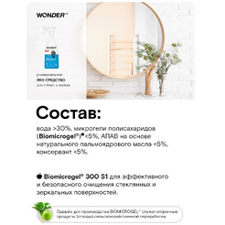 Чистящее экосредство для стёкол и зеркал WONDER LAB 0.55 л