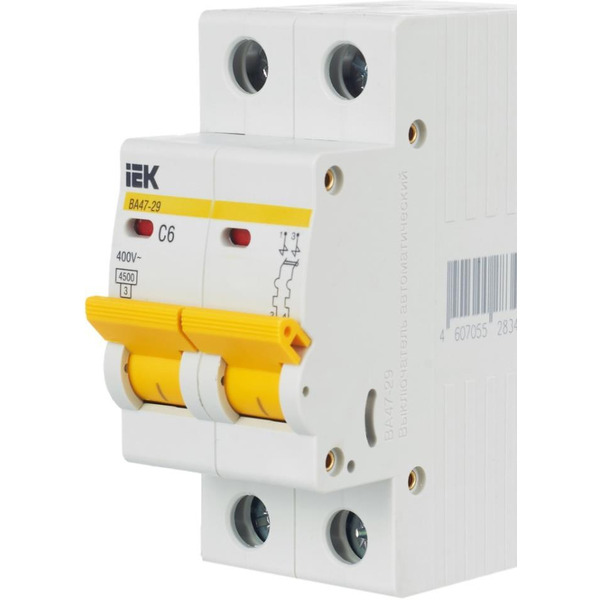 Выключатель автоматический IEK ВА 47-29 6А 2P 4.5кА С MVA20-2-006-C