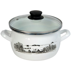 Кастрюля 1-2440112 (деревенский пейзаж, белый)